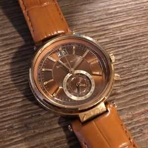 Michael Kors brown leather and gold watch